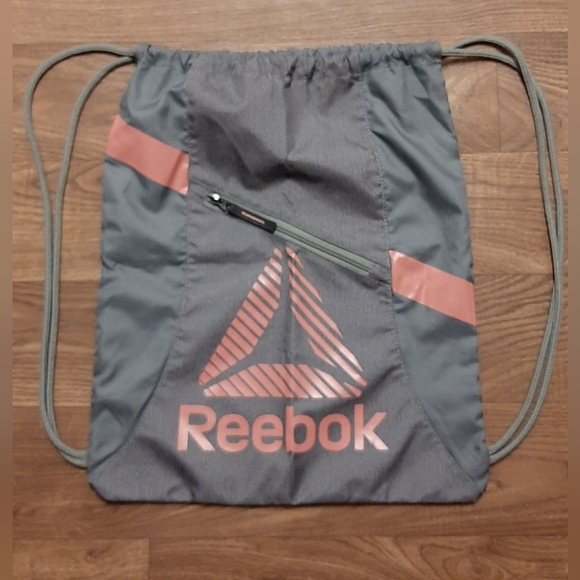 Reebok Gym Sack Drawstring Backpack Grey & Pink - Picture 1 of 3